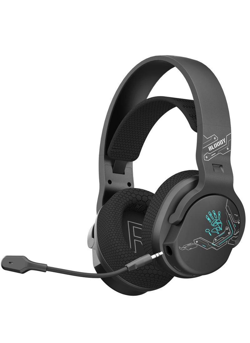 Bloody - All-In-One Dual Mode Wireless Gaming Headset GR370, Connection Mode ① 2.4GHz Wireless ② Bluetooth v5.3 ③ 3.5mm Wired Audio, Noise Cancelling, 7-Color Backlit, Playtime 45H, 50mm Speaker, Sports Black - Image 1