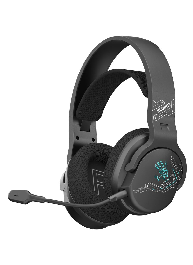 Bloody - All-In-One Dual Mode Wireless Gaming Headset GR370, Connection Mode ① 2.4GHz Wireless ② Bluetooth v5.3 ③ 3.5mm Wired Audio, Noise Cancelling, 7-Color Backlit, Playtime 45H, 50mm Speaker, Sports Black - Image 1