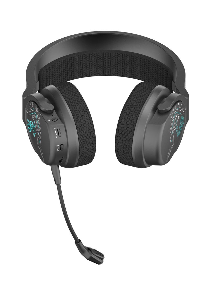 Bloody - All-In-One Dual Mode Wireless Gaming Headset GR370, Connection Mode ① 2.4GHz Wireless ② Bluetooth v5.3 ③ 3.5mm Wired Audio, Noise Cancelling, 7-Color Backlit, Playtime 45H, 50mm Speaker, Sports Black - Image 1