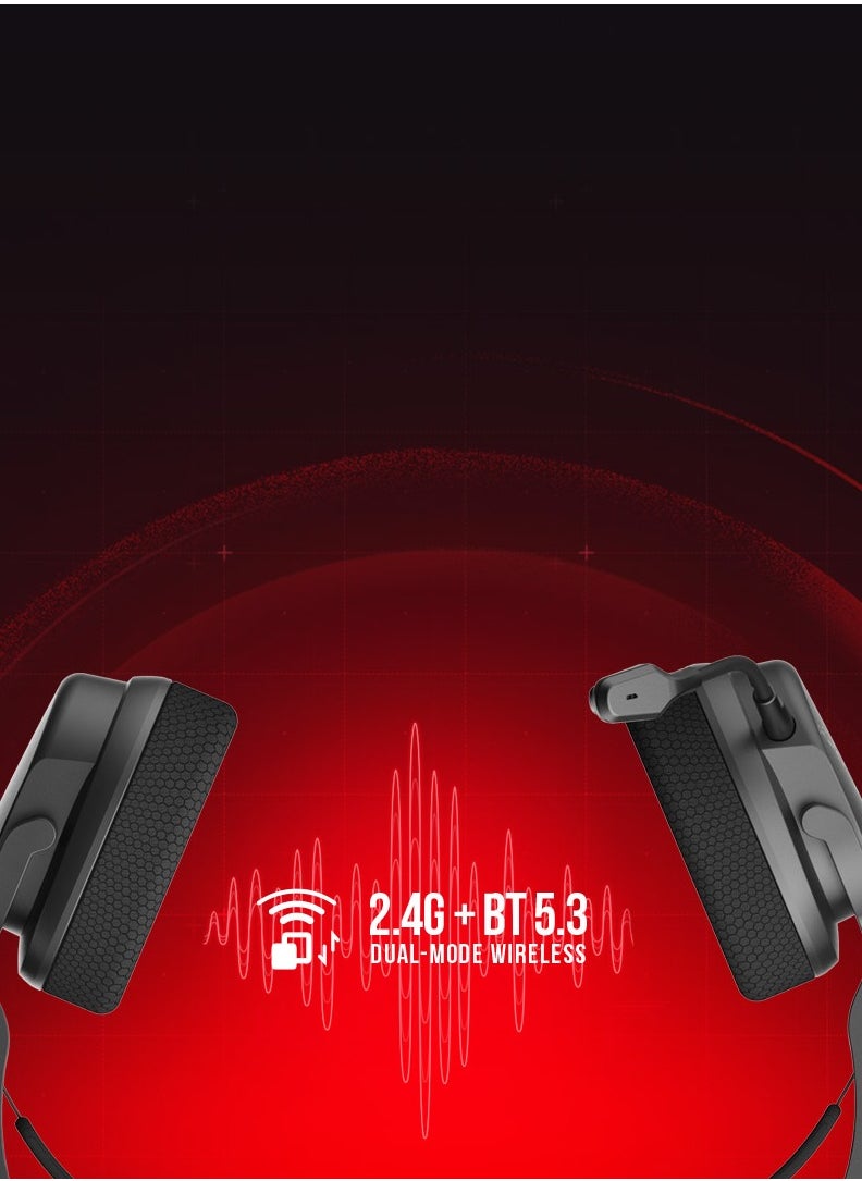 Bloody - All-In-One Dual Mode Wireless Gaming Headset GR370, Connection Mode ① 2.4GHz Wireless ② Bluetooth v5.3 ③ 3.5mm Wired Audio, Noise Cancelling, 7-Color Backlit, Playtime 45H, 50mm Speaker, Sports Black - Image 1