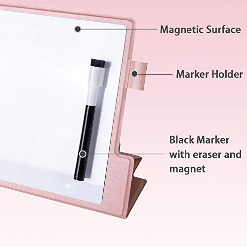 CRCHOM 9x12 Inch Small Dry Erase Board, Pink Desktop Whiteboard with Stand & PU Cover, Magnetic Portable Mini Dry Erase Board, Notebook Easel White Board for Desk, Office, Home, School - Image 2
