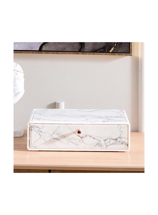 Home Box Marble Large Storage Box with Metal Knob 32.6 x 9.3 x 22.5 cm - Image 1