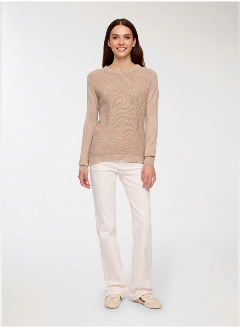 Terranova Women’s Beige Acrylic Sweater – Casual Everyday Knitwear, Regular Fit, Soft & Comfortable Pullover - Image 4