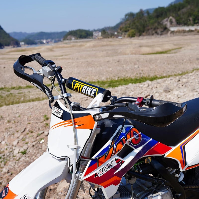 RUTU 7/8" Dirt Bike Handlebars with Aluminum Reinforced Handguards and Foam Chest Protection Pad - Black - Image 2