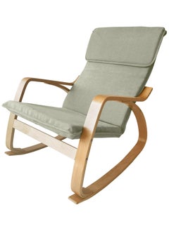 Moon Home and more.. Modern Bentwood Rocking Chair Chenille Fabric Upholstered Relax Rocker Lounge Chair Beige  - Image 1
