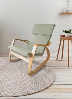 Moon Home and more.. Modern Bentwood Rocking Chair Chenille Fabric Upholstered Relax Rocker Lounge Chair Beige  - Image 3