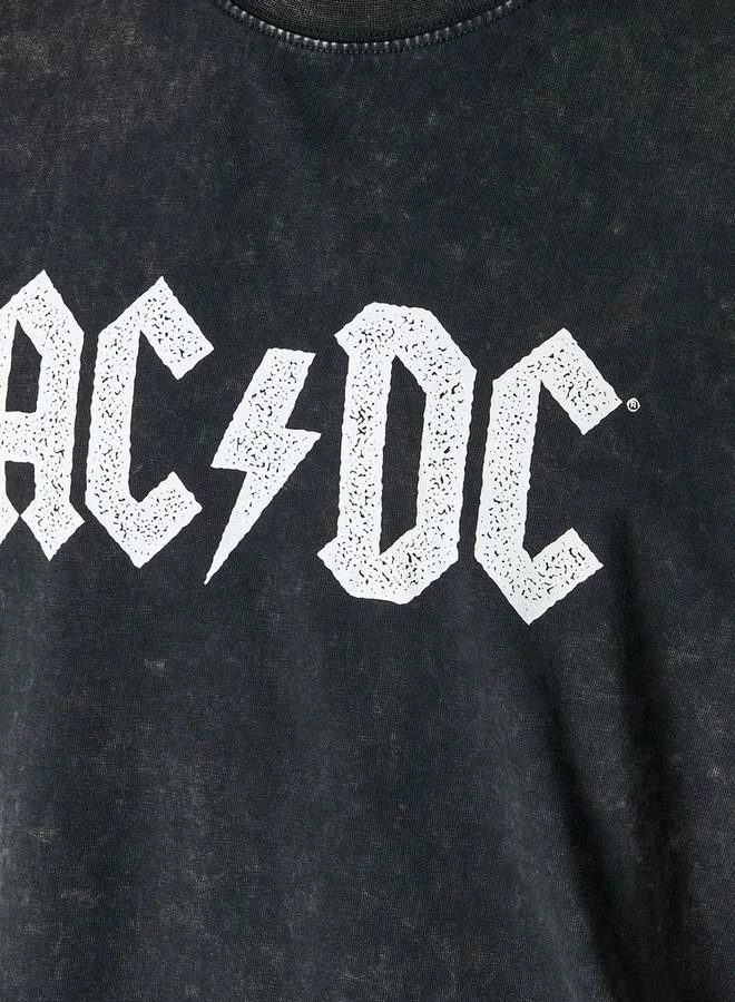اس بي كاركترز Men Crew Neck Short Sleeves ACDC Print T shirt