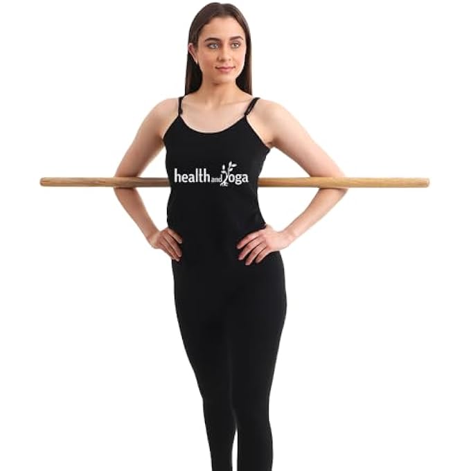 rayihni ® عصا اليوغا الخشبية القابلة للطي متعددة الاستخدامات ستريتشنهيل XL - قضيب تمرين بدني، قضيب مرونة، عمود وضعية (XL - 48 بوصة) - Image 1
