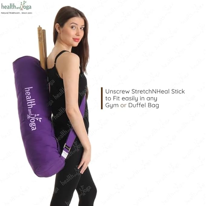 rayihni ® عصا اليوغا الخشبية القابلة للطي متعددة الاستخدامات ستريتشنهيل XL - قضيب تمرين بدني، قضيب مرونة، عمود وضعية (XL - 48 بوصة) - Image 5