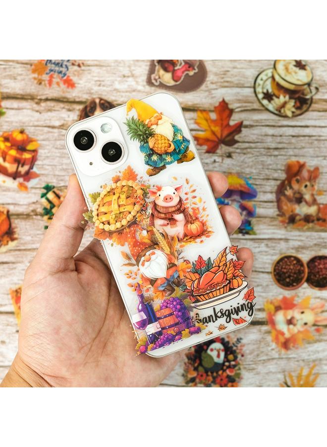 الأزرق جي دبليو ملصقات 50 ملصق عيد الشكر PET لحصاد الحيوانات - Image 2