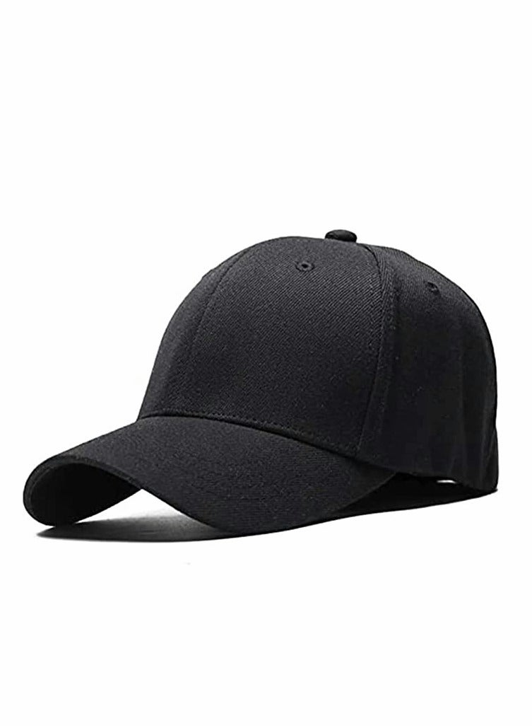 SYOSI Baseball Caps, Black Baseball Hats, Plain Adjustable Baseball Cap, Classic Panel Hat, Fashionable Dad Hat Fit Outdoor Sports Sun Hat in Summer Fits Men Women, 1 Pcs - Image 1