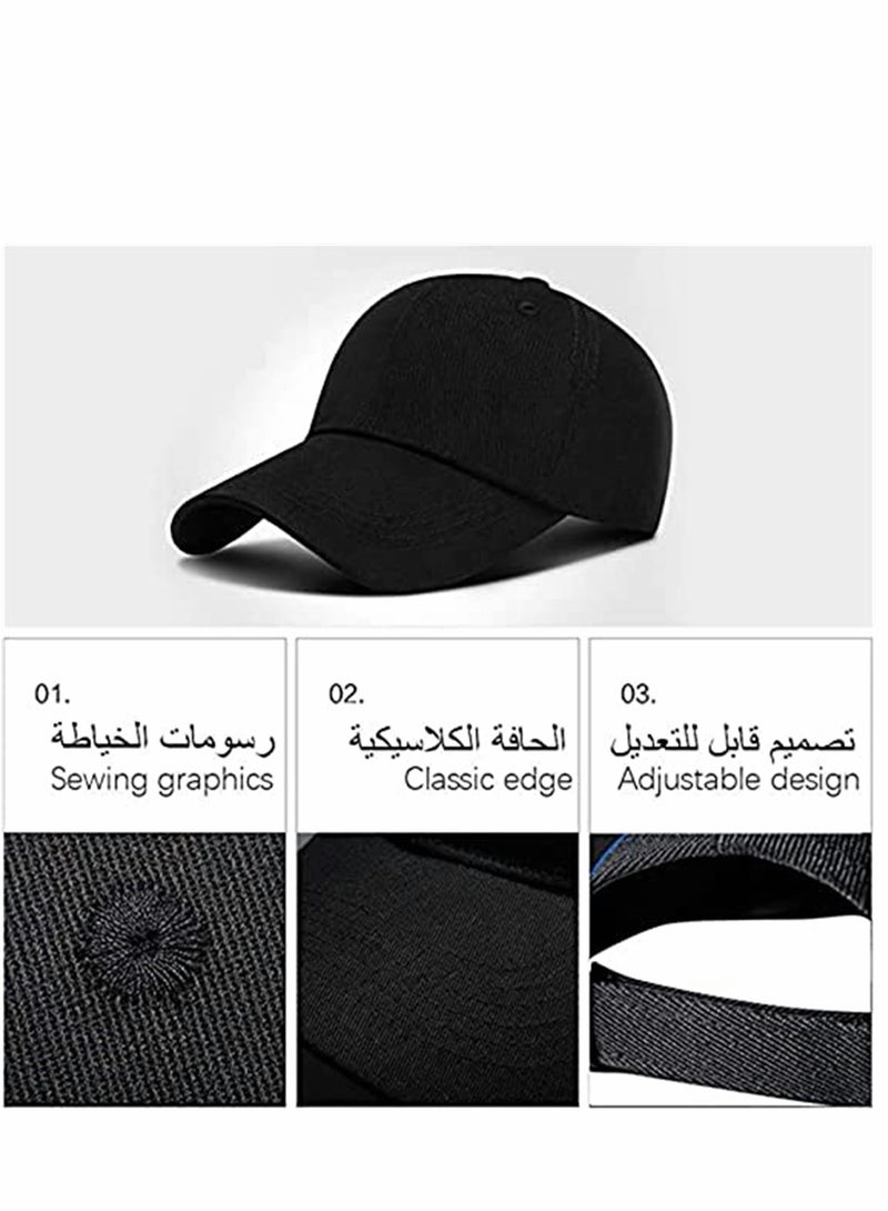 SYOSI Baseball Caps, Black Baseball Hats, Plain Adjustable Baseball Cap, Classic Panel Hat, Fashionable Dad Hat Fit Outdoor Sports Sun Hat in Summer Fits Men Women, 1 Pcs - Image 5