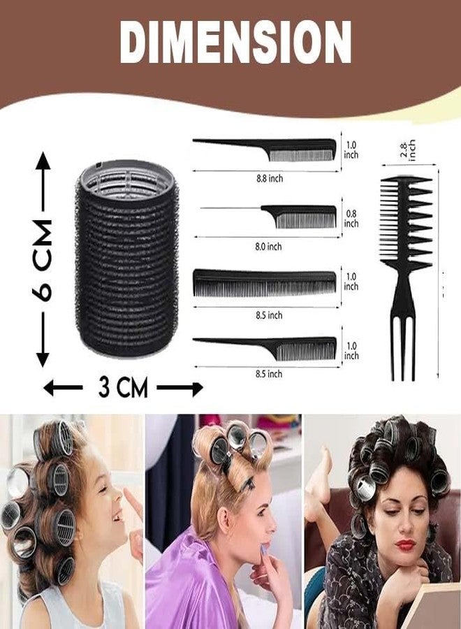 AASA Heatless Hair Curler Roller with Comb Set for Women Rollers for Hair - Lightweight and Portable Hair Roller Curler (6Pcs Roller with 9Pcs Comb Set) Pack of 1 - Image 2