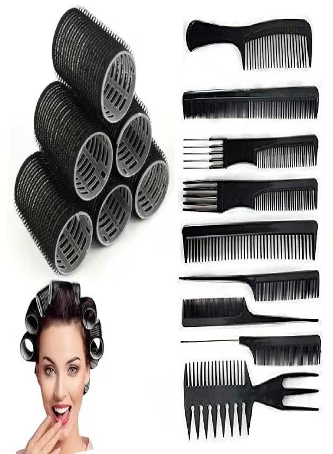 AASA Heatless Hair Curler Roller with Comb Set for Women Rollers for Hair - Lightweight and Portable Hair Roller Curler (6Pcs Roller with 9Pcs Comb Set) Pack of 1 - Image 1