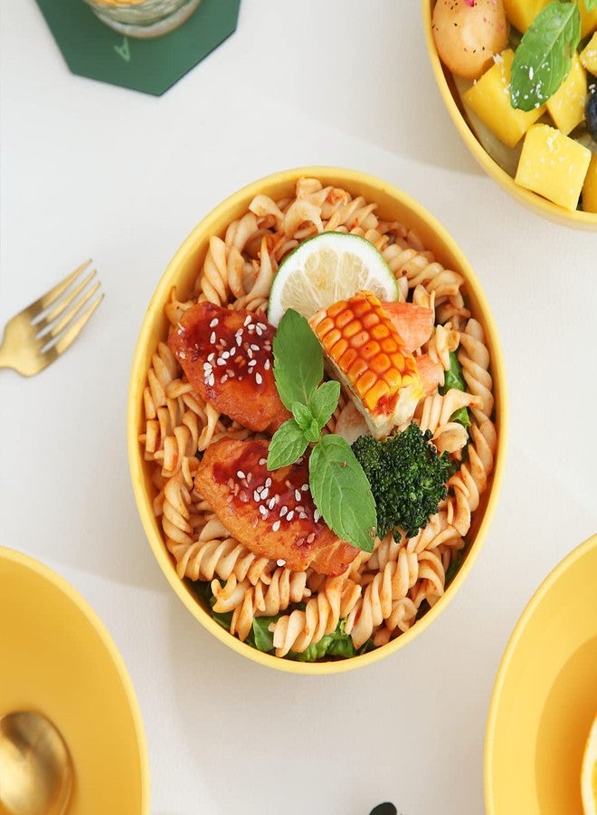Kyraton Cereal Bowls 4 Pieces, Unbreakable And Reusable Light Weight Bowl For Rice Noodle Soup Snack Salad Fruit Dishwasher Safe, Microwave Safe BPA Free (Gold Yellow) - Image 5