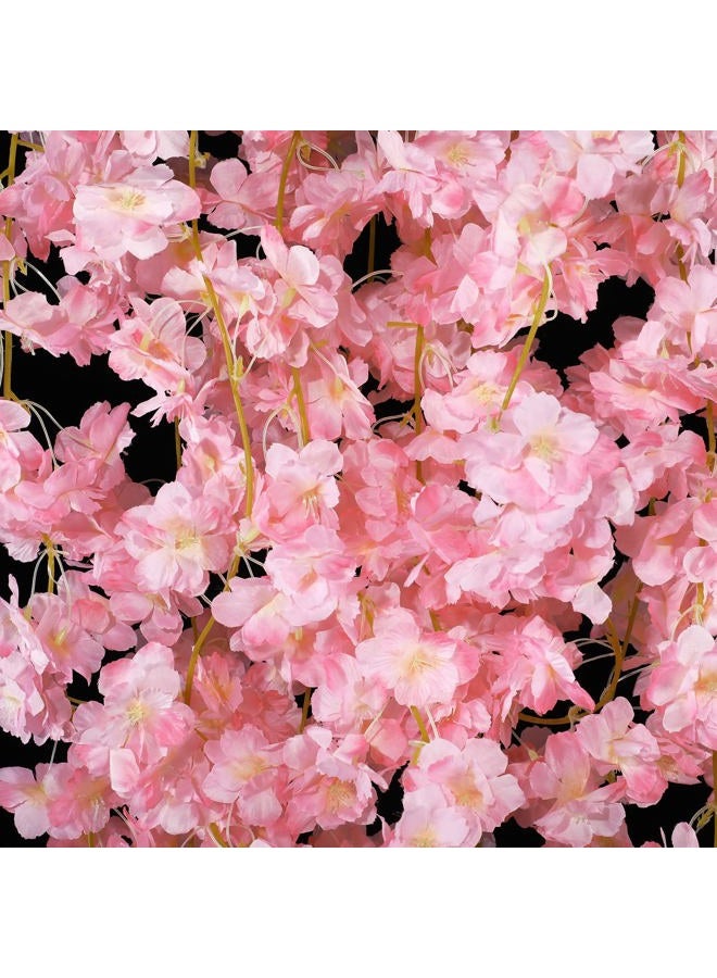 Jutom Artificial Cherry Blossom Flower Garland with String Light Hanging Vines Pink Flower Garland for Spring Home Bedroom Wedding Party Japanese Kawaii Decor (8 Pcs) - Image 5