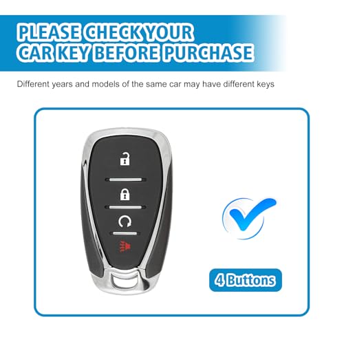 Rislobx Key Fob Cover Fit for Chevy Key, Car Key Case Protector for Volt Bolt Spark Equinox Traverse Trax (4 Buttons S-White) - Image 2