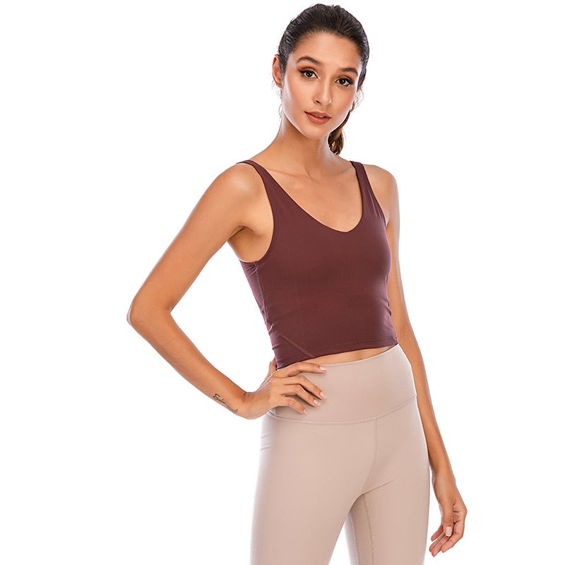 Uarun Sports Bra Women'S Fitness Nude Sports Bra Deep U Beautiful Back Shock-Proof Push-Up Yoga Top - Image 3