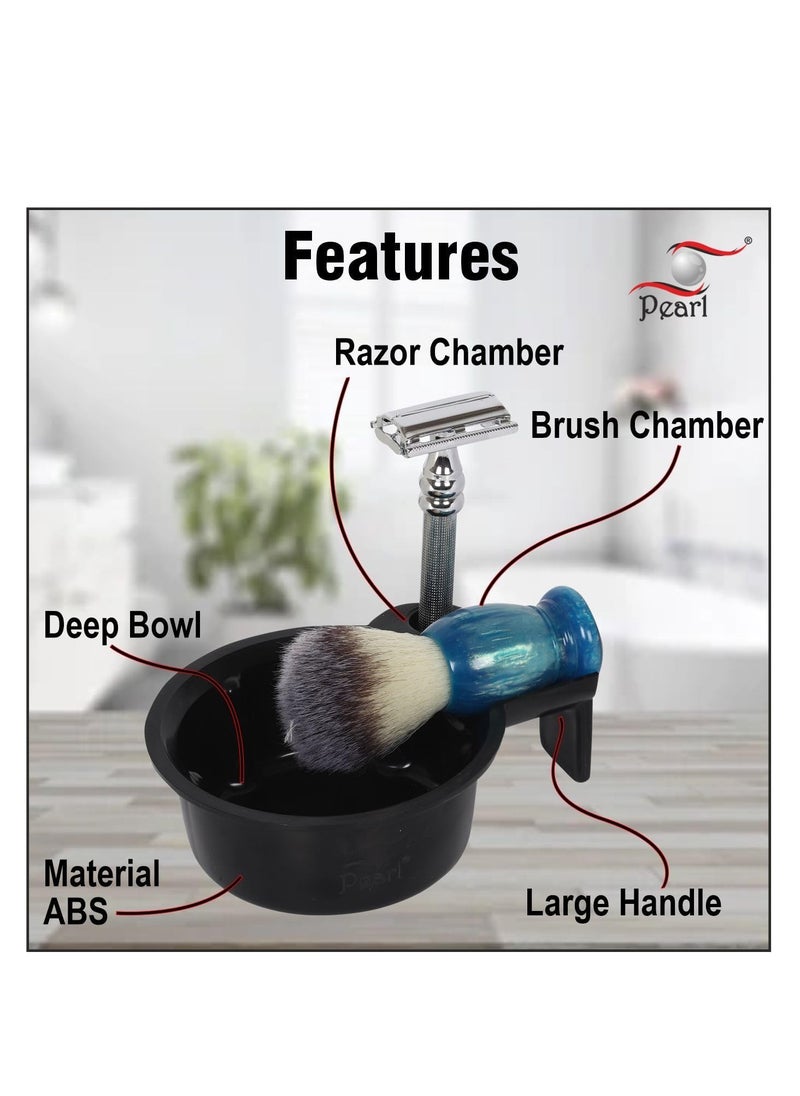 PEARL Pearl Shaving Grooming Bowl, Smooth Luxury Shaving Mug for Shave Cream Gel & Soap, Shaving Cup with Razor & Brush Stand, Durable Wet Shaving Lathering Bowl Kit (SSB-15 Black), best valentines gift  - Image 2
