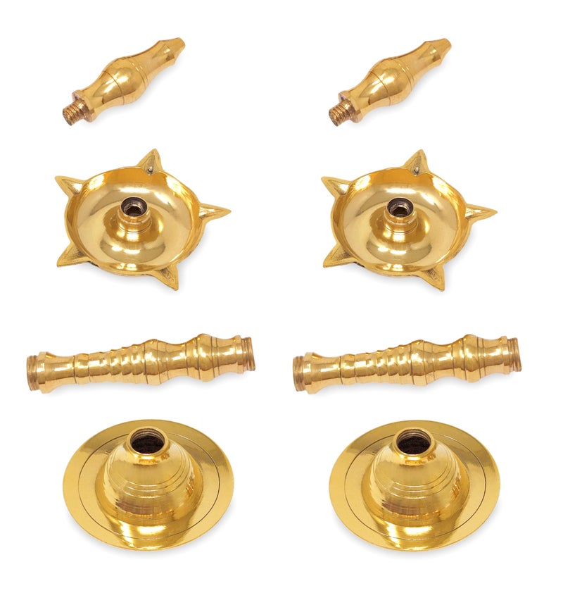 BENGALEN Brass Kerla Diya Samai 10 Inch Kerala Traditional Oil Lamp Deepak Lamp Kutthu vilakku Panchmahal Deepam for Pooja Mandir Diwali Indian Puja Wedding Return Gift Items Set of 2 - Image 3