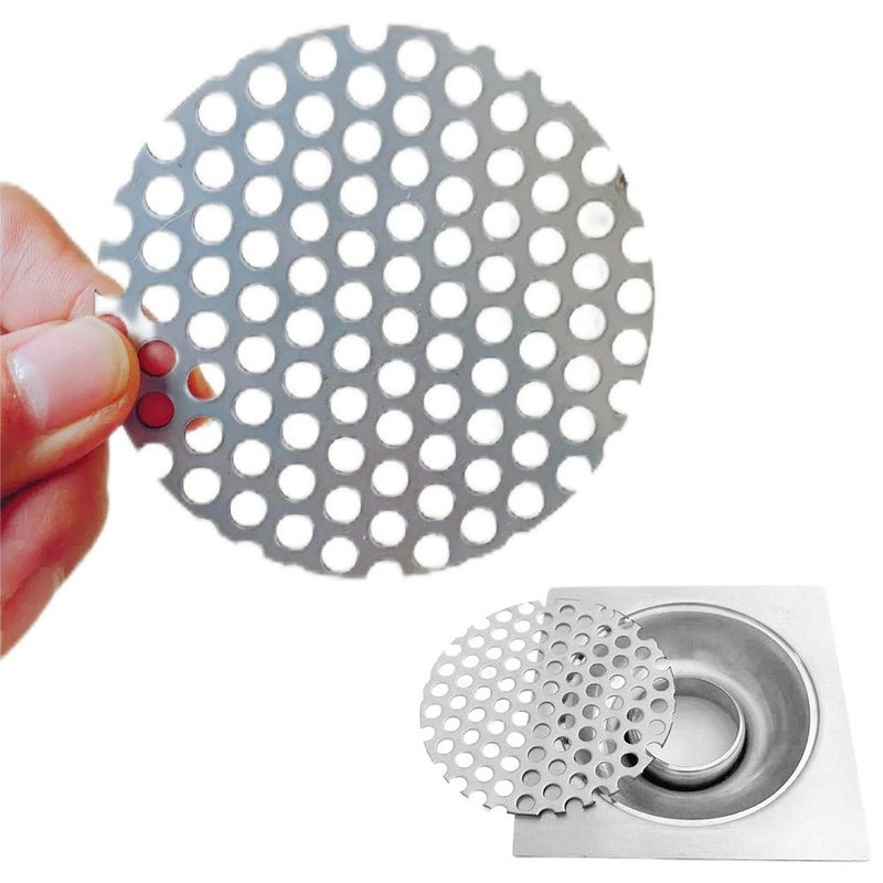 304 Stainless Steel Perforated Mesh Filter Screen Plate 6mm Hole 3.94x3.94 Inch - Image 1