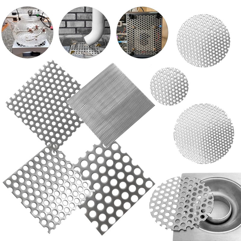 304 Stainless Steel Perforated Mesh Filter Screen Plate 6mm Hole 3.94x3.94 Inch - Image 4