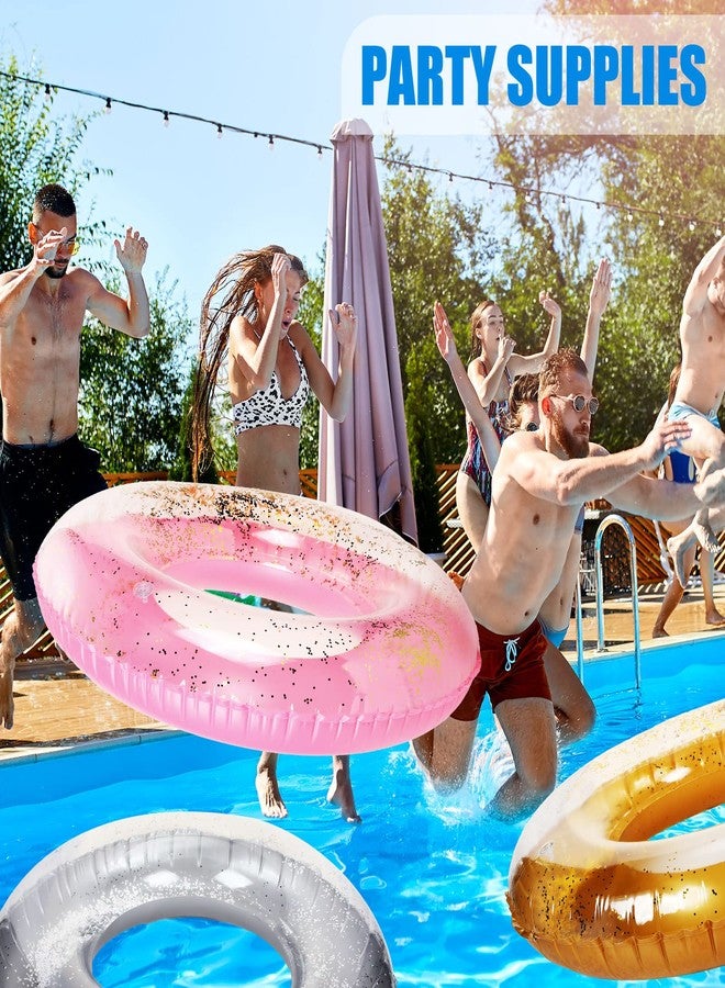 Leitee 9 Pieces Inflatable Pool Floats 36 Inches Float Tube Swimming Tube Vinyl Pool Floaties Swim Tubes Rings Party Decorations for Teenager Adults Party Beach Vacation - UV Resistant (Glitter) - Image 5