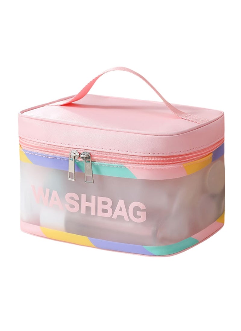 Travel Cosmetic Bag Waterproof Large Capacity Makeup Bags Portable Toiletry Storage Pink