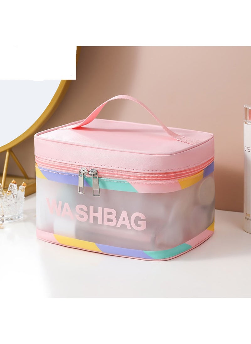 Travel Cosmetic Bag Waterproof Large Capacity Makeup Bags Portable Toiletry Storage Pink