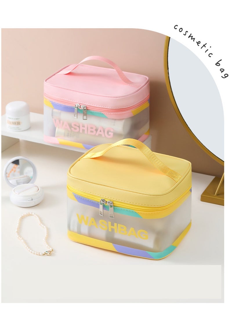 Travel Cosmetic Bag Waterproof Large Capacity Makeup Bags Portable Toiletry Storage Pink