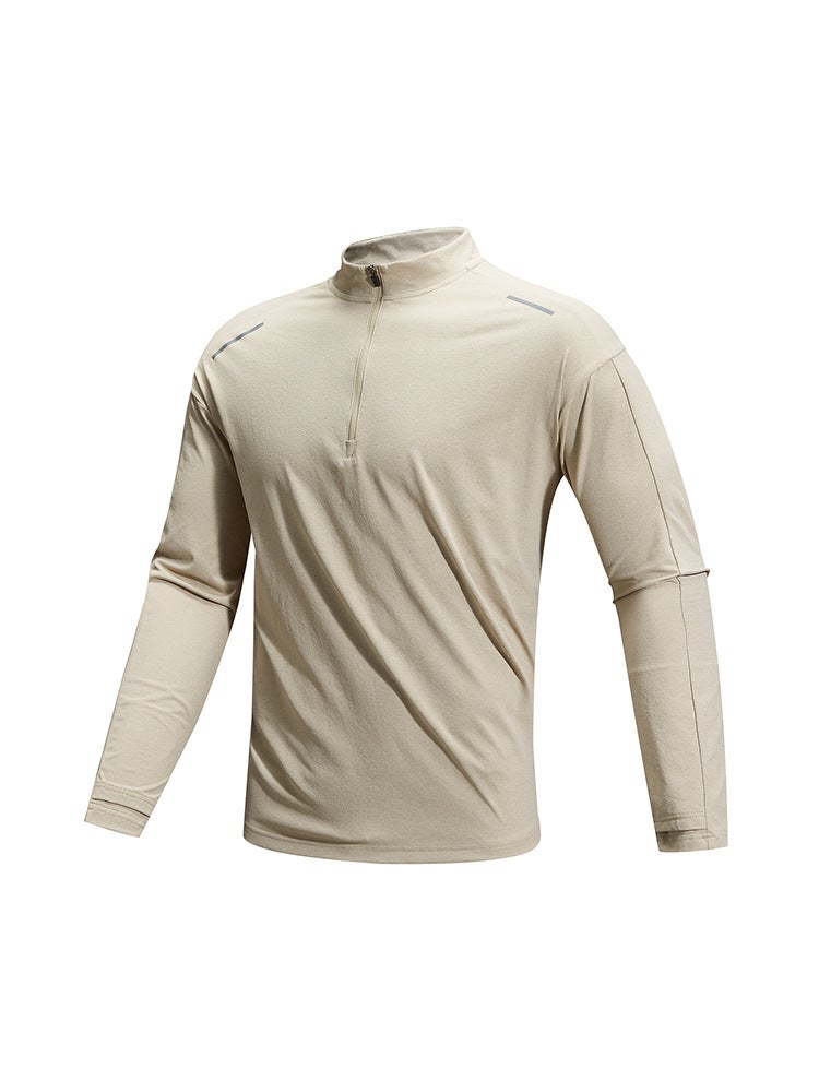Outdoor Sports T-Shirt Long-Sleeved Summer Lightweight Breathable Moisture-Absorbing Fitness Sunscreen Top Antibacterial Semi-High Collar Quick-Drying Clothes - Image 1