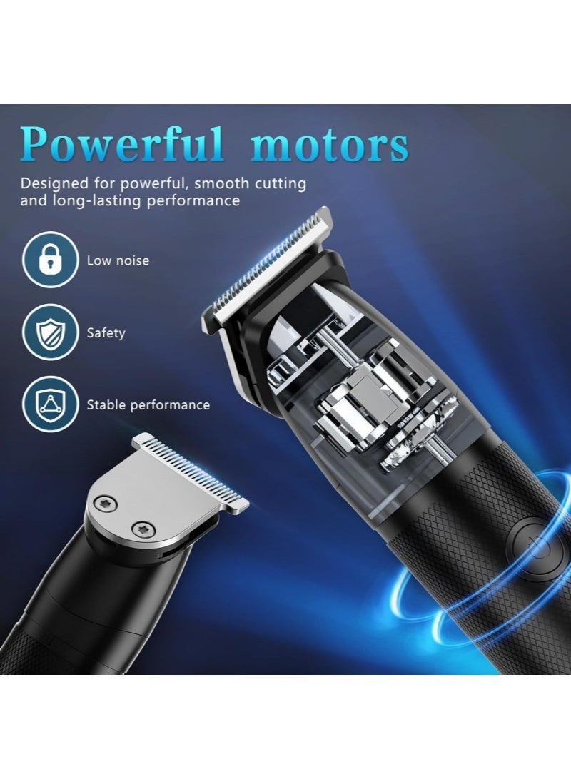 Electric Hair Trimmer for Men, 6-in-1 Cordless Grooming Kit with Zero-Gap T-Blade, Waterproof Electric Hair Clippers Mustache Body Face Trimmer All in One Grooming Kit with LED Display, USB Rechargeable, Black - Image 2