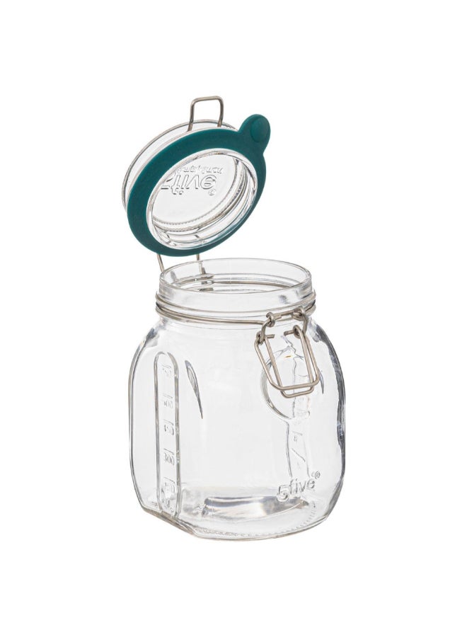 Five Simply Smart Jarro Glass Jar with Clip Closure Clear and Green 750 ml 189554 - Image 2