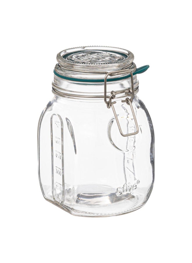 Five Simply Smart Jarro Glass Jar with Clip Closure Clear and Green 750 ml 189554 - Image 1