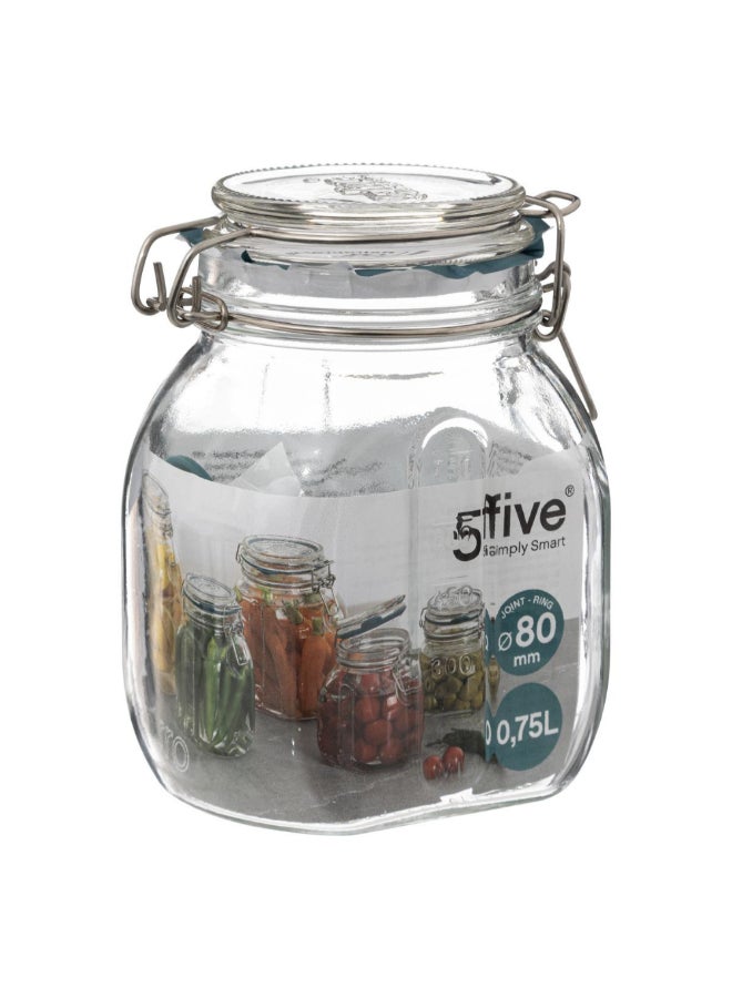 Five Simply Smart Jarro Glass Jar with Clip Closure Clear and Green 750 ml 189554 - Image 4