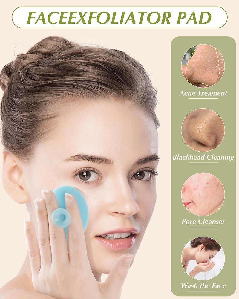 MoHern Face Scrubber, 8 PCS Silicone Face Scrubber Exfoliator for Women, Face Cleansing Brush Blackhead Acne Pore Pad for Deep Cleaning Skin Care - Image 4