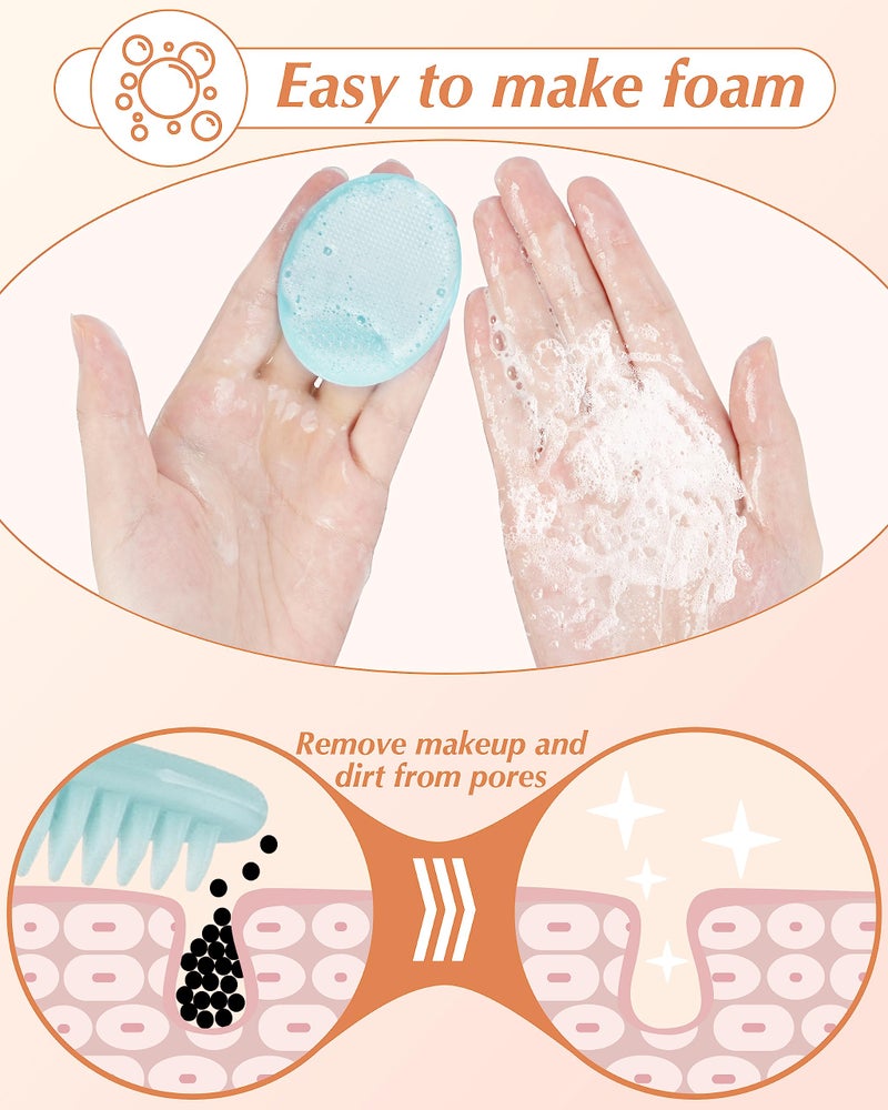 MoHern Face Scrubber, 8 PCS Silicone Face Scrubber Exfoliator for Women, Face Cleansing Brush Blackhead Acne Pore Pad for Deep Cleaning Skin Care - Image 3