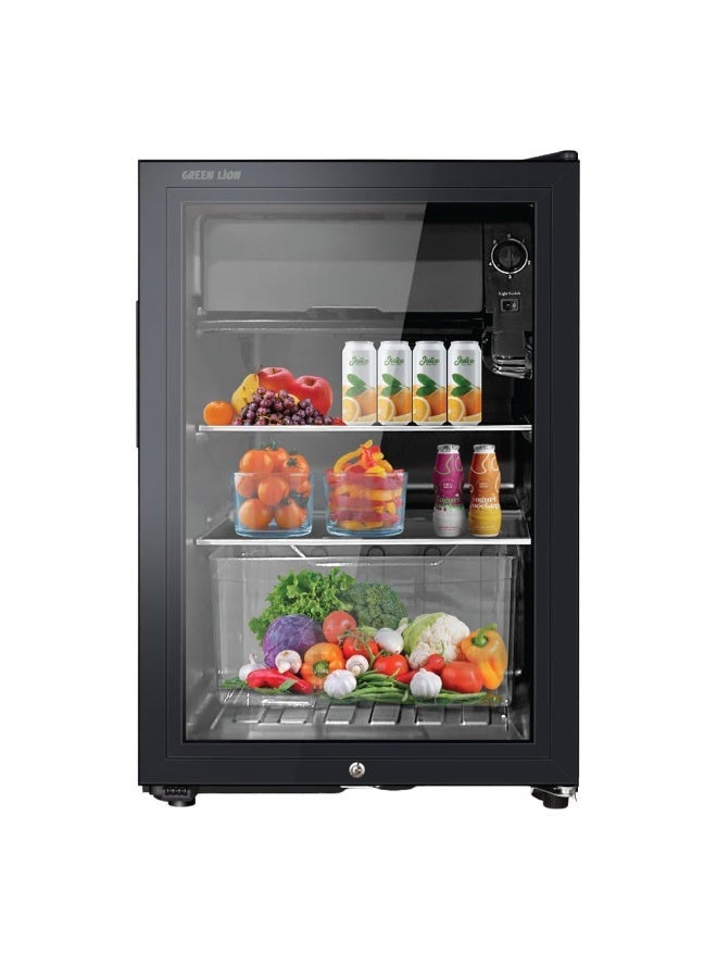 جرين ليون ثلاجة صغيرة GMF-63 سعة 63 لتر، ثلاجة وفريزر تبريد سريع مدمجة، ثلاجة مع مبرد R600a، منخفضة الضوضاء، باب زجاجي مع قفل للأطفال، الأفضل للاستخدام في المنزل، المكتب، غرفة النوم، المقاهي - أسود - Image 1