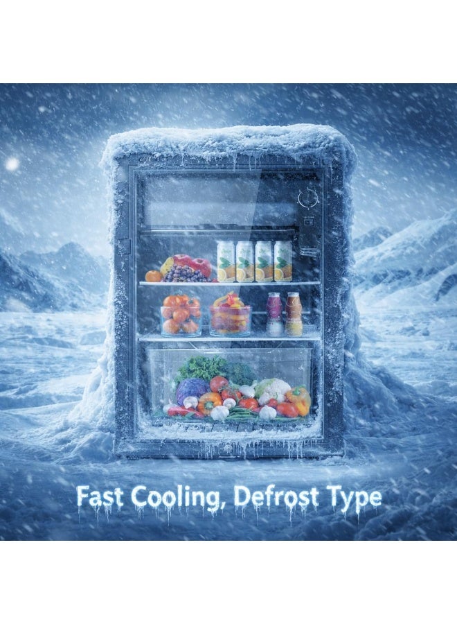 جرين ليون ثلاجة صغيرة GMF-63 سعة 63 لتر، ثلاجة وفريزر تبريد سريع مدمجة، ثلاجة مع مبرد R600a، منخفضة الضوضاء، باب زجاجي مع قفل للأطفال، الأفضل للاستخدام في المنزل، المكتب، غرفة النوم، المقاهي - أسود - Image 2