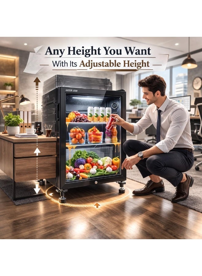 جرين ليون ثلاجة صغيرة GMF-63 سعة 63 لتر، ثلاجة وفريزر تبريد سريع مدمجة، ثلاجة مع مبرد R600a، منخفضة الضوضاء، باب زجاجي مع قفل للأطفال، الأفضل للاستخدام في المنزل، المكتب، غرفة النوم، المقاهي - أسود - Image 4