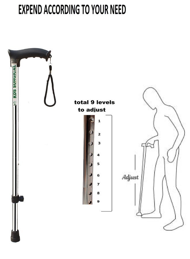 KDS SURGICAL عصا مشي جراحية من كي دي إس، ساق واحدة، قابلة لتعديل الارتفاع، مناسبة للأجداد - Image 3