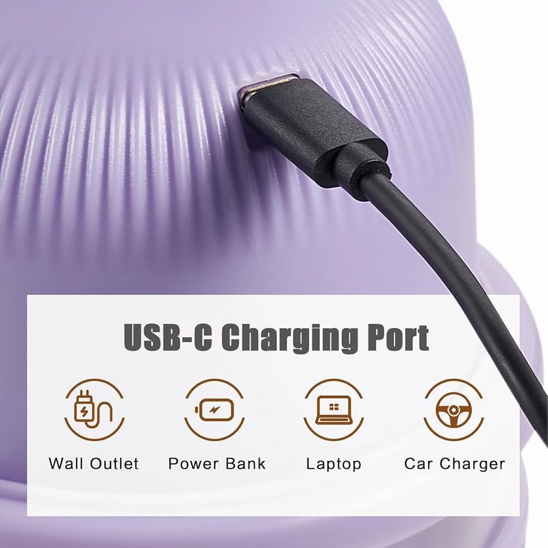 Azonee مفرم طعام لاسلكي قابل لإعادة الشحن عبر USB-C، سعة 350 مل، مزود بـ6 شفرات من الفولاذ المقاوم للصدأ، يعمل بسرعة عالية تصل إلى 18000 دورة في الدقيقة، مناسب لتحضير الخضروات واللحوم والفواكه المجمدة - Image 2