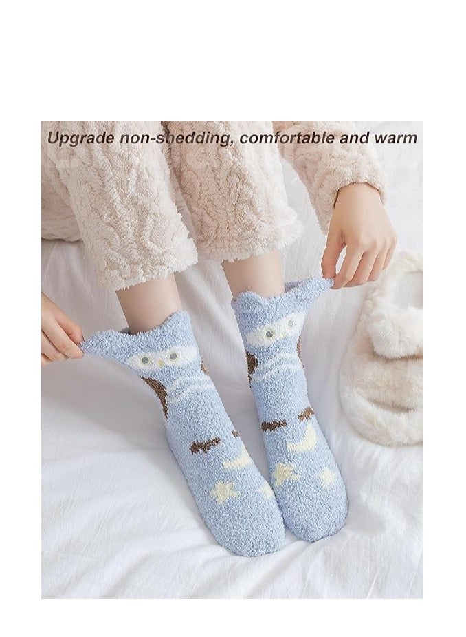 Women Fuzzy Socks 5 Pairs Non-shedding Womens Super Soft Fuzzy Socks Winter Colorful Home Slipper Socks Cute Fluffy Sleeping Gift - Image 3