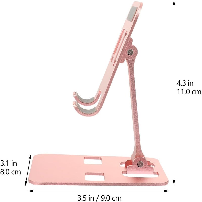 jojofuny Foldable Mobile Phone Support and Adjustable Tablet Bracket for Desktop Use, Rose Gold Aluminum Alloy Cellphone Stand for Travel and Home - Image 2