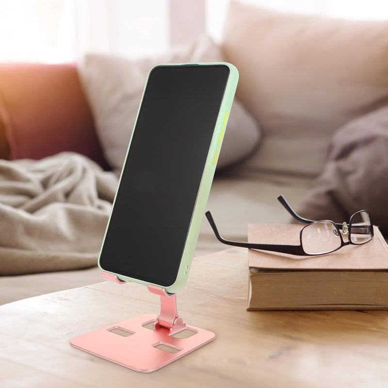 jojofuny Foldable Mobile Phone Support and Adjustable Tablet Bracket for Desktop Use, Rose Gold Aluminum Alloy Cellphone Stand for Travel and Home - Image 4