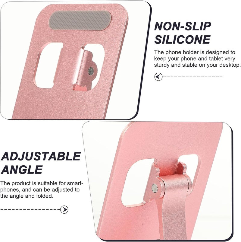 jojofuny Foldable Mobile Phone Support and Adjustable Tablet Bracket for Desktop Use, Rose Gold Aluminum Alloy Cellphone Stand for Travel and Home - Image 3