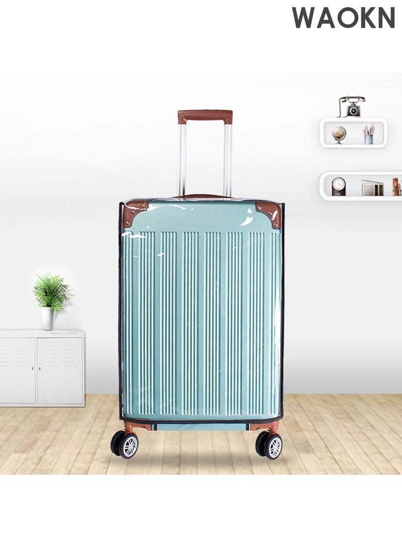 دبليو أيه أو كي أن غطاء أمتعة شفاف من مادة البولي فينيل كلوريد مقاس 22 بوصة - واقي مقاوم للماء للحقائب ذات العجلات - غطاء شفاف لحقيبة السفر مع حاشية مرنة وإمكانية الوصول بسحاب - جراب أمتعة معتمد من إدارة أمن النقل يناسب معظم الحقائب - Image 3