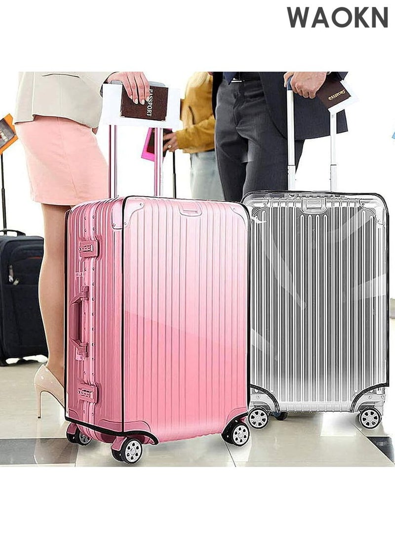 دبليو أيه أو كي أن غطاء أمتعة شفاف من مادة البولي فينيل كلوريد مقاس 22 بوصة - واقي مقاوم للماء للحقائب ذات العجلات - غطاء شفاف لحقيبة السفر مع حاشية مرنة وإمكانية الوصول بسحاب - جراب أمتعة معتمد من إدارة أمن النقل يناسب معظم الحقائب - Image 4