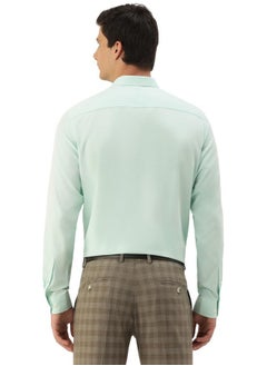 Peter England Peter England Men's Classic Textured Slim Fit Full Sleeve Shirt | Wonder Fabric | Cotton Rich | Premium Dobby Green  - Image 3