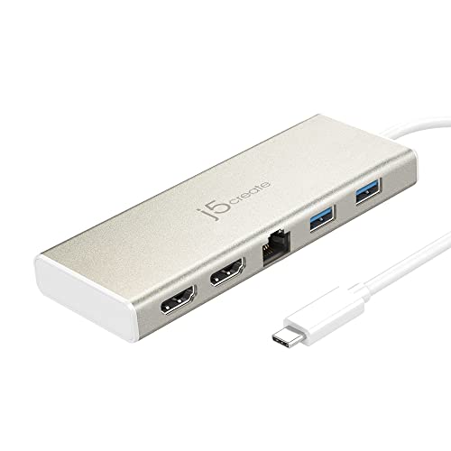 j5create USB-C Mini Dock- Type C Hub with 2X HDMI, 2X USB 3.0, Ethernet, Power Delivery 2.0 (JCD381) - Image 1